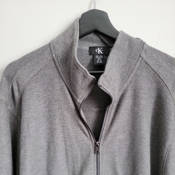 Calvin Klein Mens XL Gray Full Zip Jacket/Sweater w. Button Pockets - Picture 6 of 7
